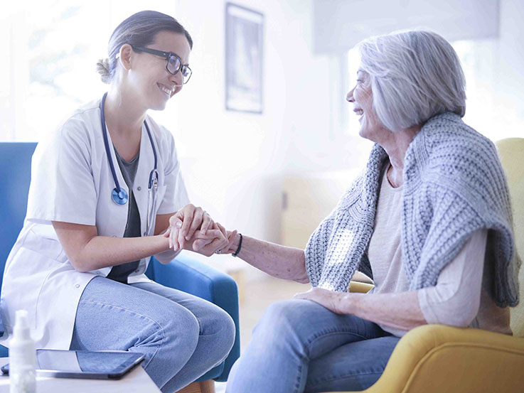 Doctor gives care to patient